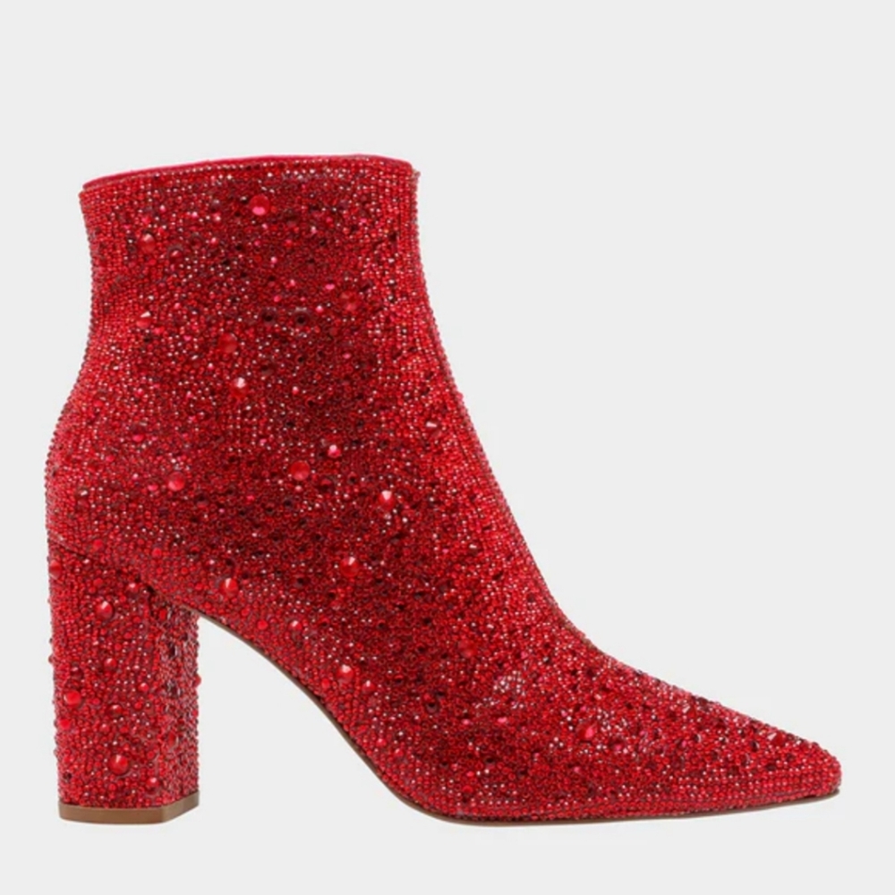 SOLD NEW Betsey Johnson Cady Red Booties Size 10M - Picture 3 of 8